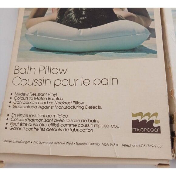 Vintage McGregor Bath Vinyl Spa Pillow Cushion Neckrest Lot 2 in Original Box - Picture 10 of 11